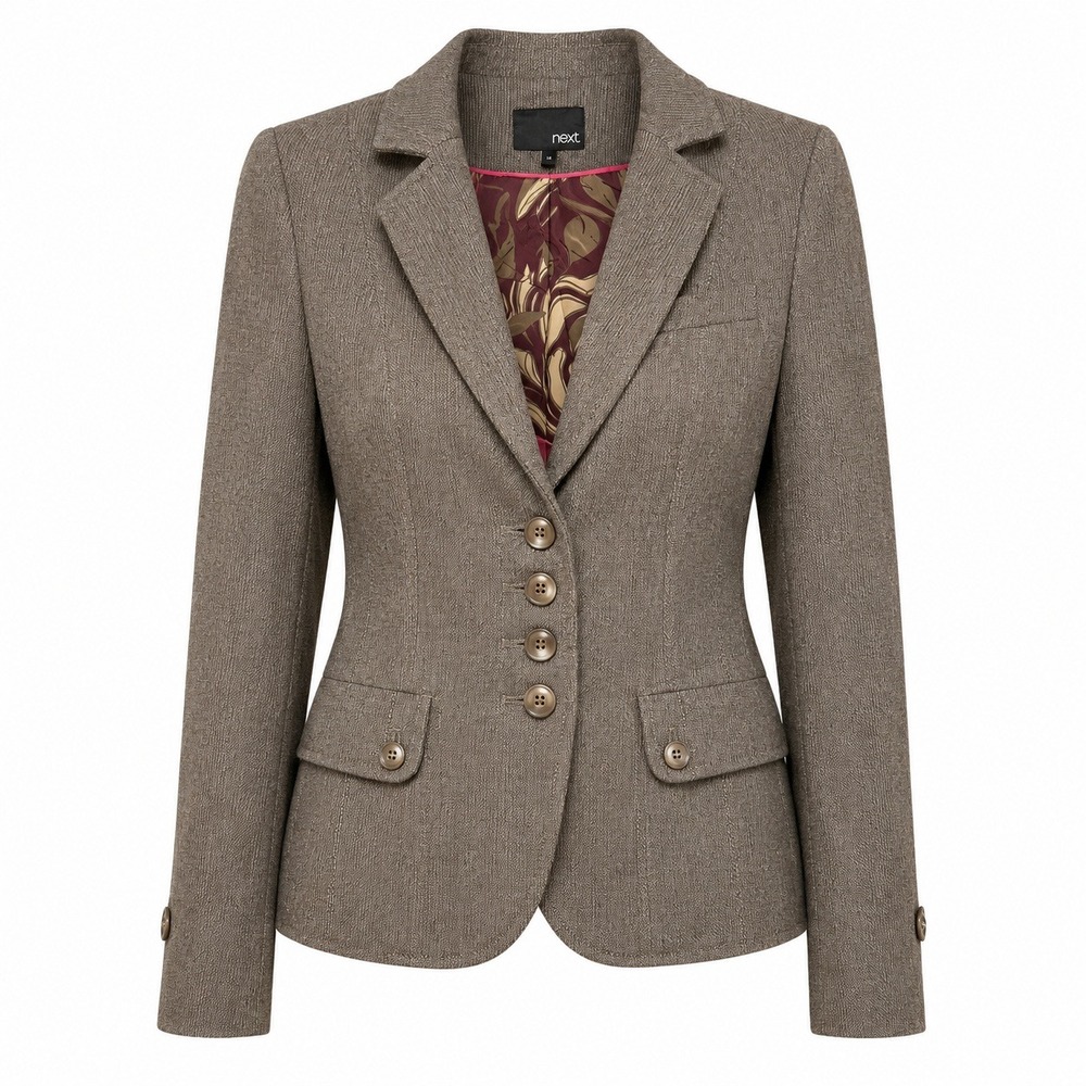 Next Dark Academia Herringbone Blazer Jacket Womens Size 12 Officecore Preppy